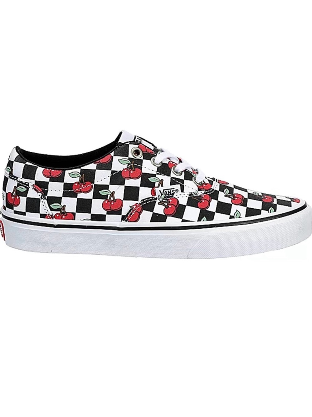 Vans Doheny Checkerboard Cherry Low-Top Sneakers - Black White Red - Size 10